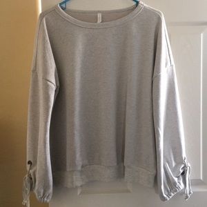 Heathered Grey Lace Up Sleeve Pullover